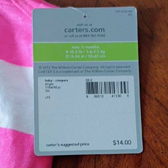 Pink and White Striped Baby Romper - Size: 3m (1059) - Picture 3 of 3